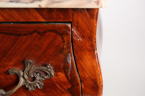 Lot 228 - A Louis XV style, walnut and kingwood veneered...