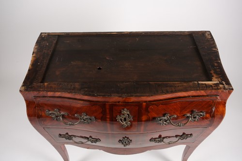 Lot 228 - A Louis XV style, walnut and kingwood veneered...