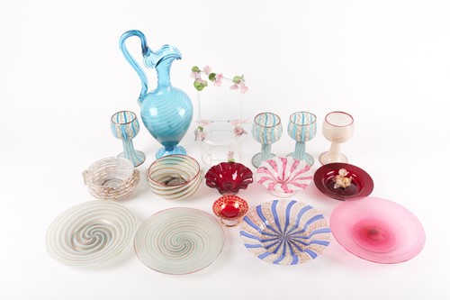 Lot 449 - A group of Murano Latticino decorated...