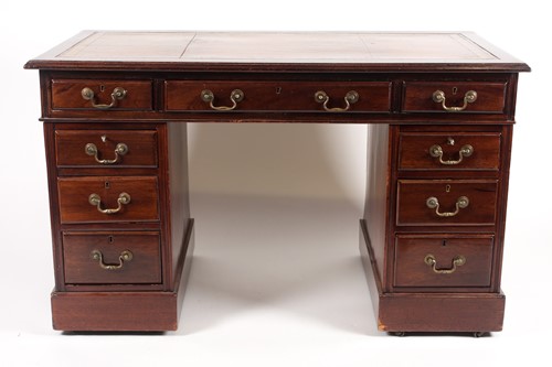 Lot 236 - A late 19th century pedestal desk, with tooled...