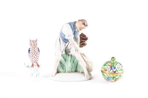 Lot 369 - A Herend porcelain figure of a fisherman with...