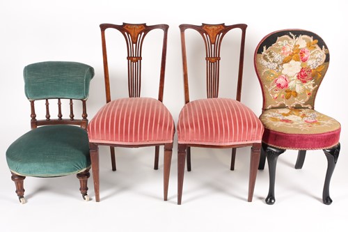 Lot 222 - Two Victorian nursing chairs, one upholstered...