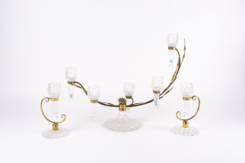 Lot 412 - A cut glass and gilt metal epergne, early 20th...