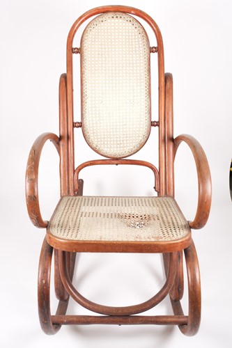 Lot 65 - A Thonet style bentwood rocking chair with...