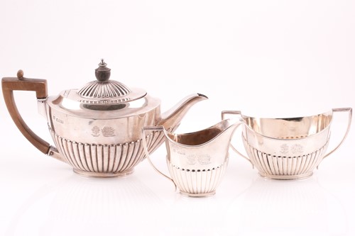 Lot 577 - A bachelors silver three piece tea service,...