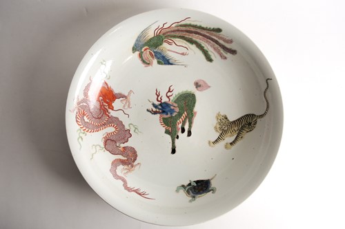 Lot 25 - A large Chinese Famille rose porcelain dished...