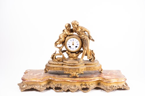 Lot 433 - A 19th century French ormolu mantel clock with...