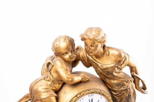 Lot 433 - A 19th century French ormolu mantel clock with...