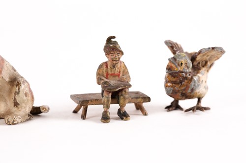 Lot 416 - An Austrian cold painted bronze of a seated...