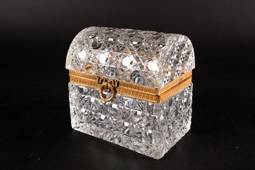 Lot 417 - A French cut glass and gilt metal casket,...