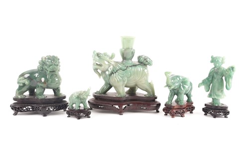 Lot 36 - A group of five Chinese hardstone carvings,...