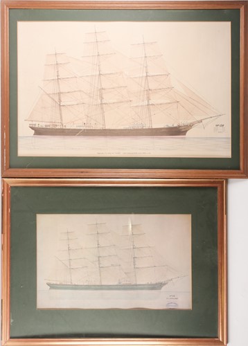 Lot 204 - Two Harland and Wolff rigging plans (reprints)...