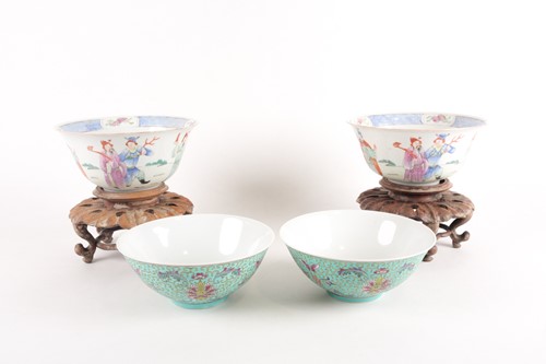 Lot 45 - A pair of Chinese thinly potted porcelain...