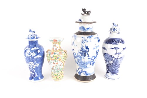 Lot 141 - A collection of four Chinese porcelain vases...