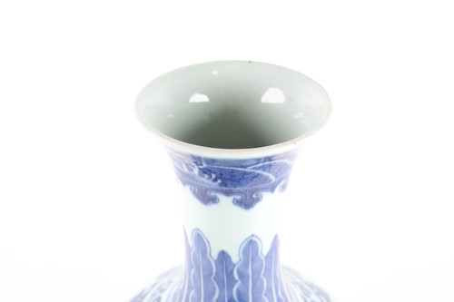 Lot 163 - A Chinese porcelain blue & white lotus vase,...