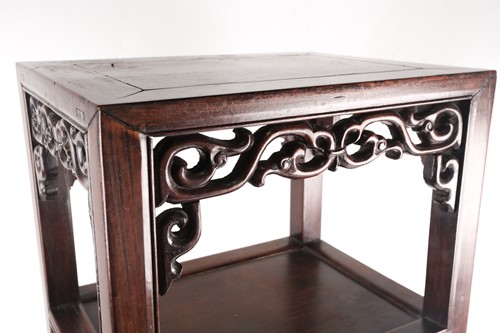 Lot 100 - A Chinese hongmu official tea table, 19th...