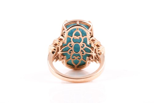 Lot 24 - A 9ct yellow gold, diamond, and turquoise ring,...