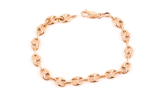 Lot 460 - An 18ct yellow gold anchor-link chain bracelet,...