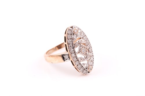 Lot 14 - A 9ct yellow gold and diamond ring, the...