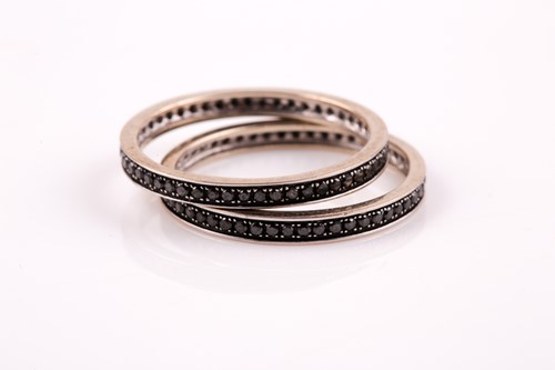 Lot 207 - A pair of white metal and black diamond...