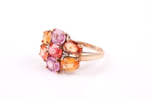 Lot 175 - A 9ct yellow gold and multi-coloured sapphire...