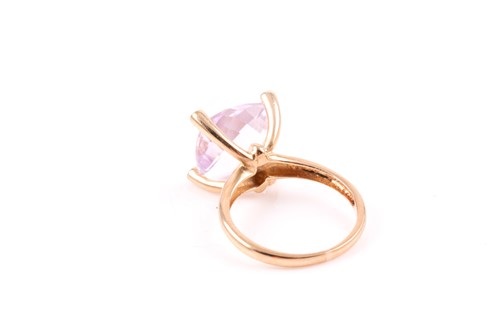 Lot 60 - A 9ct yellow gold and pale pink kunzite ring,...