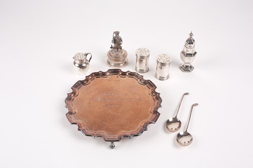 Lot 533 - A contemporary silver waiter with piecrust...