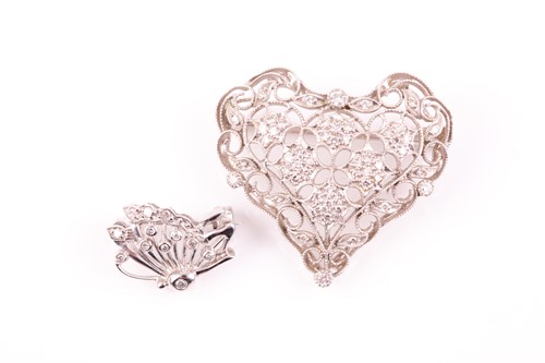 Lot 63 - An 18ct white gold and diamond openwork...