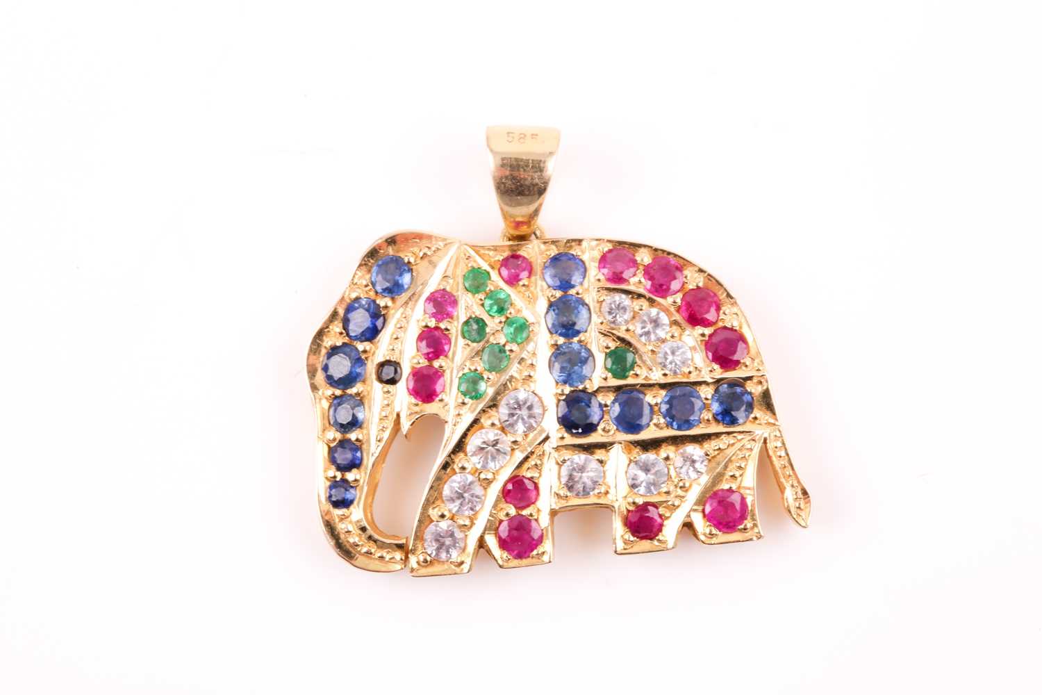 Lot 117 - A 14ct yellow gold, sapphire, ruby, and...