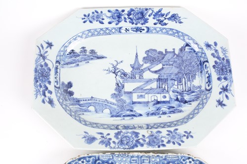 Lot 135 - Two Chinese blue & white export porcelain meat...