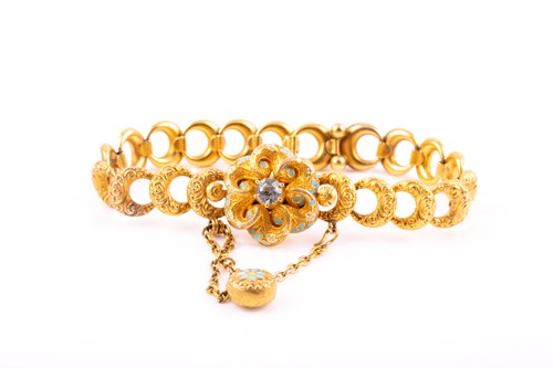 Lot 348 - A late 19th century yellow gold bracelet, the...