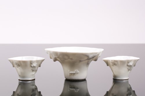 Lot 102 - Three Chinese blanc de chine libation cups,...