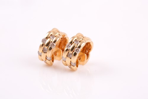 Lot 64 - A pair of 18ct yellow gold and diamond...