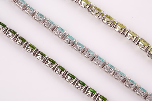 Lot 54 - A silver and chrome diopside bracelet,...