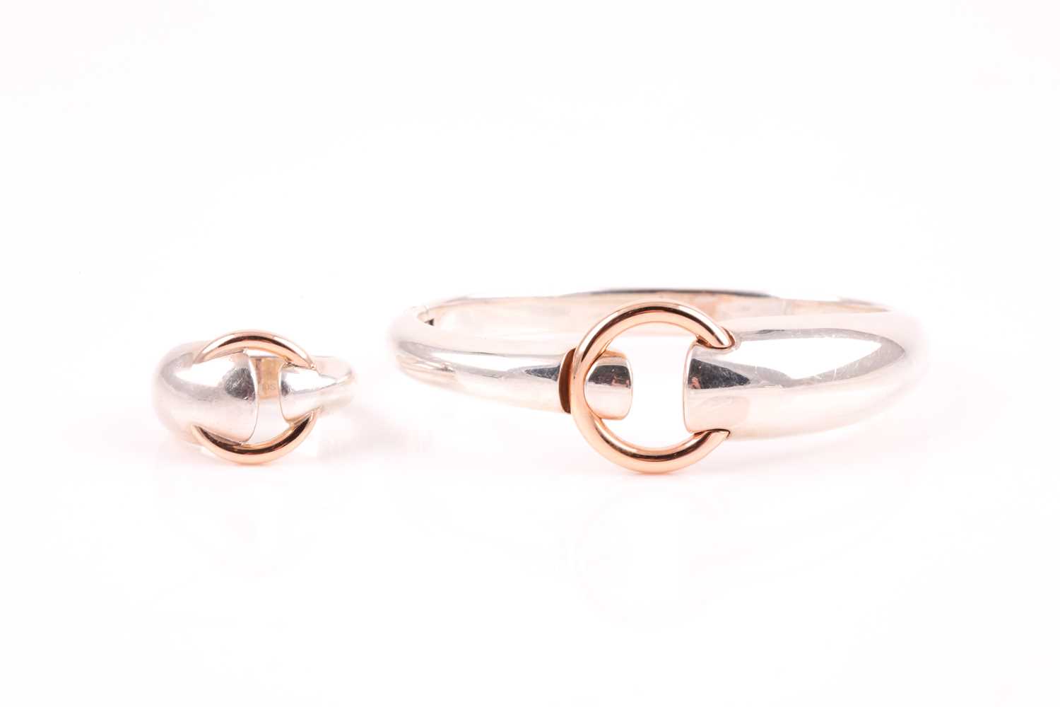 Lot 329 - Mont Blanc. A silver and rose gold bangle and...