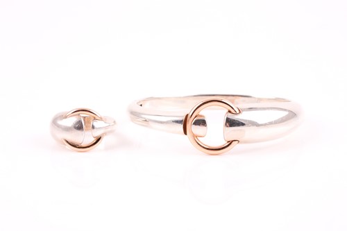 Lot 329 - Mont Blanc. A silver and rose gold bangle and...
