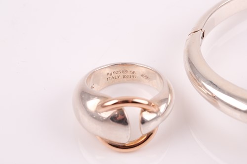 Lot 329 - Mont Blanc. A silver and rose gold bangle and...