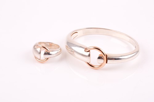 Lot 329 - Mont Blanc. A silver and rose gold bangle and...