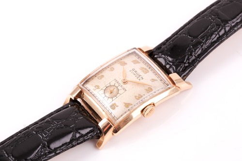 Lot 607 - Gruen. A gentleman's gold curvex wristwatch,...