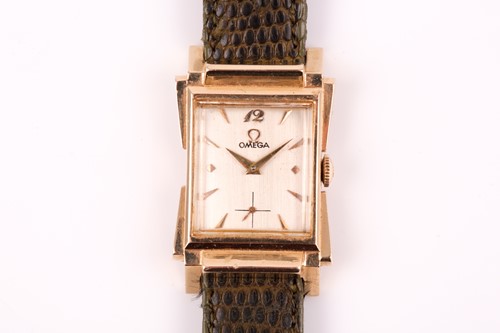 Lot 644 - Omega. A rectangular gold cased 1940's...