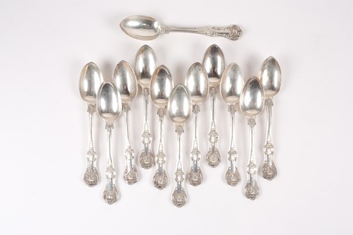 Lot 550 - A set of twelve late Victorian silver "Queens...