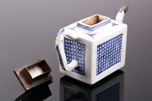 Lot 131 - A Chinese porcelain blue & white square teapot,...