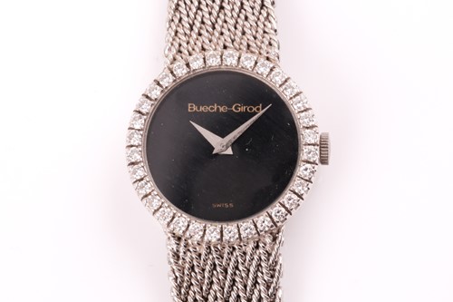 Lot 132 - A Bueche Girod ladies white metal watch, plain...
