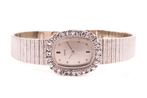 Lot 177 - A white gold and diamond cocktail watch, the...