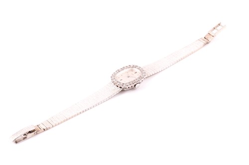 Lot 177 - A white gold and diamond cocktail watch, the...