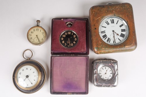 Lot 665 - A sedan clock, the white enamel dial with...