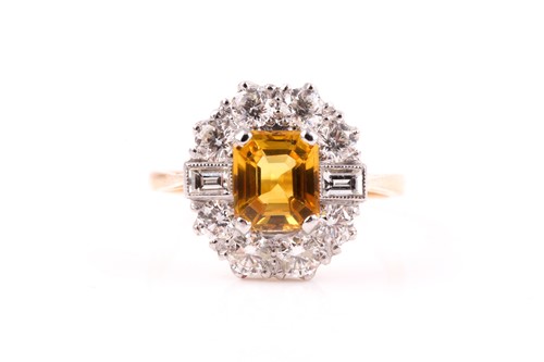 Lot 465 - An 18ct yellow gold, diamond, and yellow...