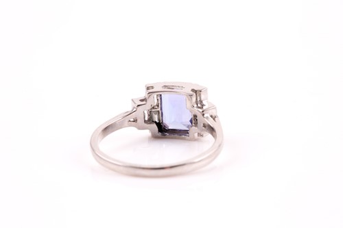 Lot 316 - A platinum, diamond, and tanzanite ring, set...