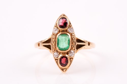 Lot 409 - A mid Victorian emerald, diamond and garnet...