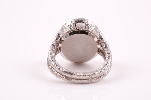 Lot 379 - An unusual 18ct white gold watch-ring by...